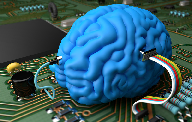 Brain depicted as circuit board