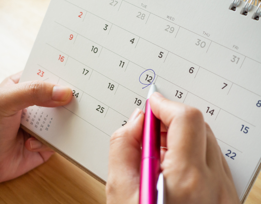 Use a calendar to decide on a start date for intermittent fasting.