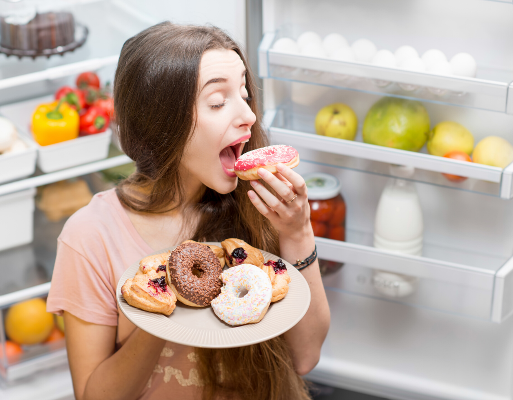 Dont raid the fridge for junk food during intermittent fasting.